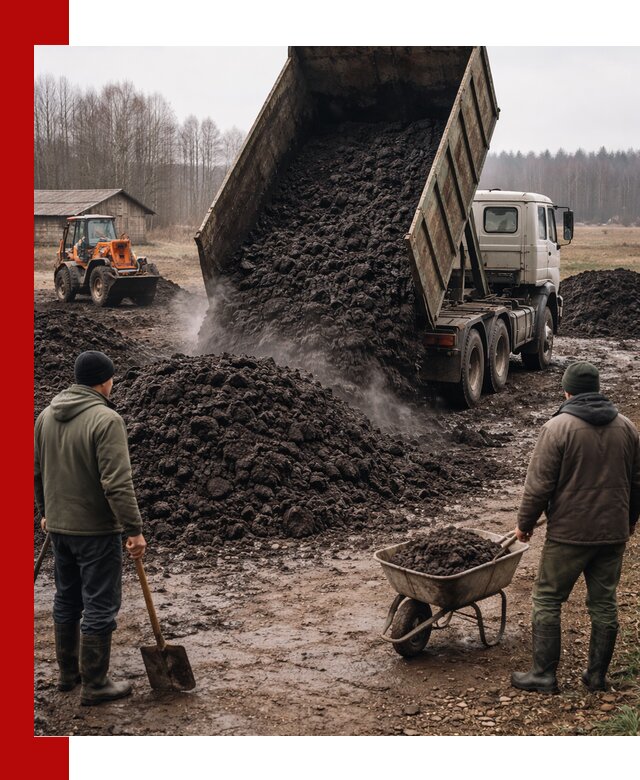 Доставка низинного торфа с разгрузкой и доставкой в Салехарде