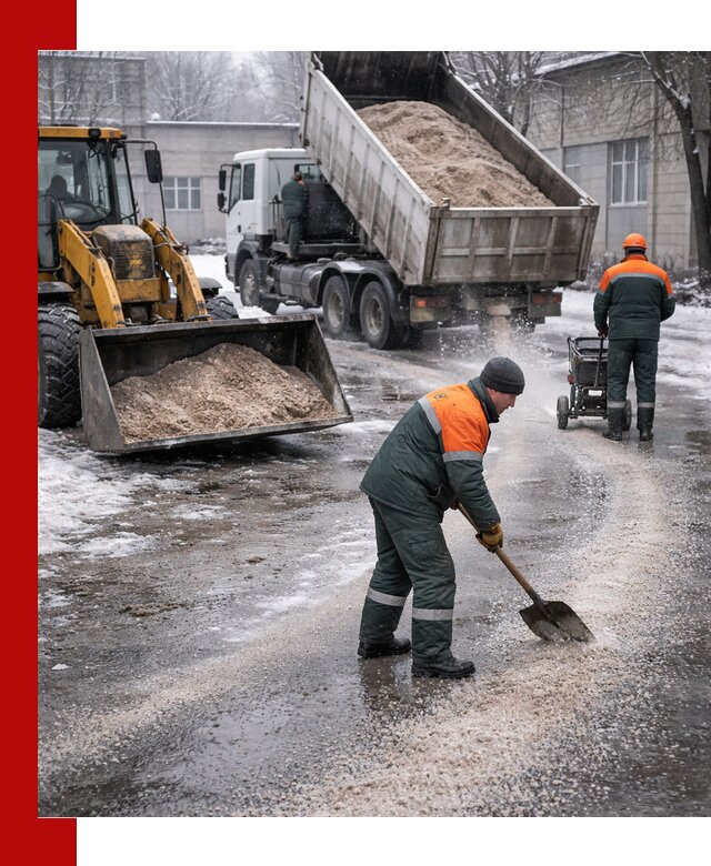 Реагент против гололеда с доставкой и нанесением в Салехарде