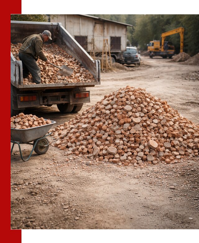 Доставка и подушка из боя кирпича с разгрузкой в Салехарде