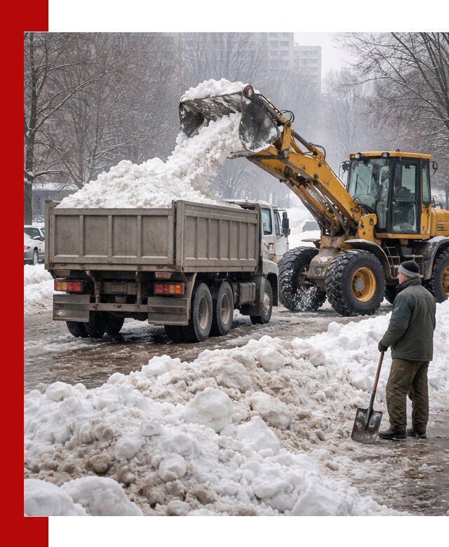 Вывоз снега грузовой техникой в Салехарде оперативно и чисто
